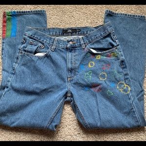 Custom Painted Blue Jeans